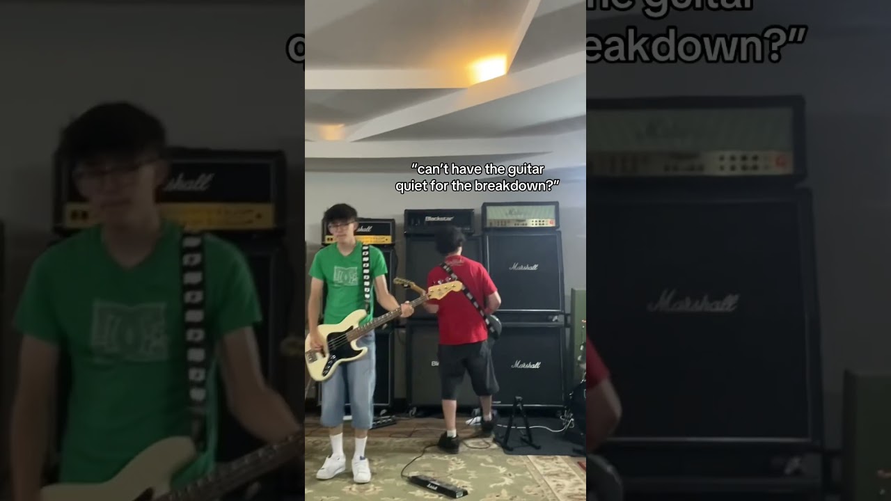 we turned the guitarist down at this band practice… 