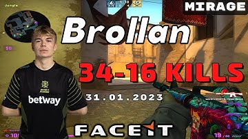 CSGO POV Brollan (34-16) Mirage 𝙒𝙞𝙣 (16-13) / Faceit 31.01.2023