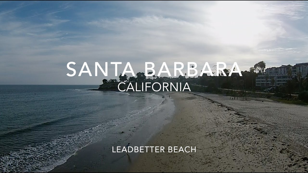 Flying over Santa Barbara Leadbetter beach - California Bay - Drone