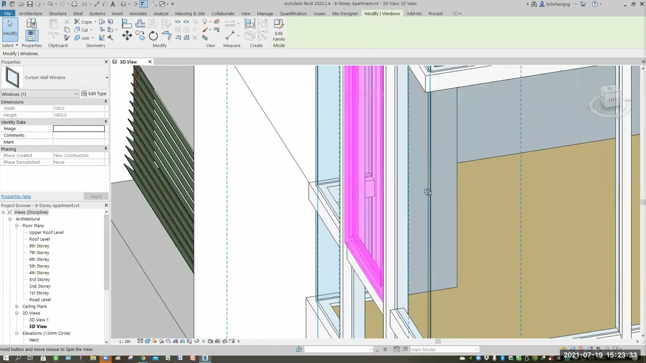 Add curtain wall and curtain panel to project 01