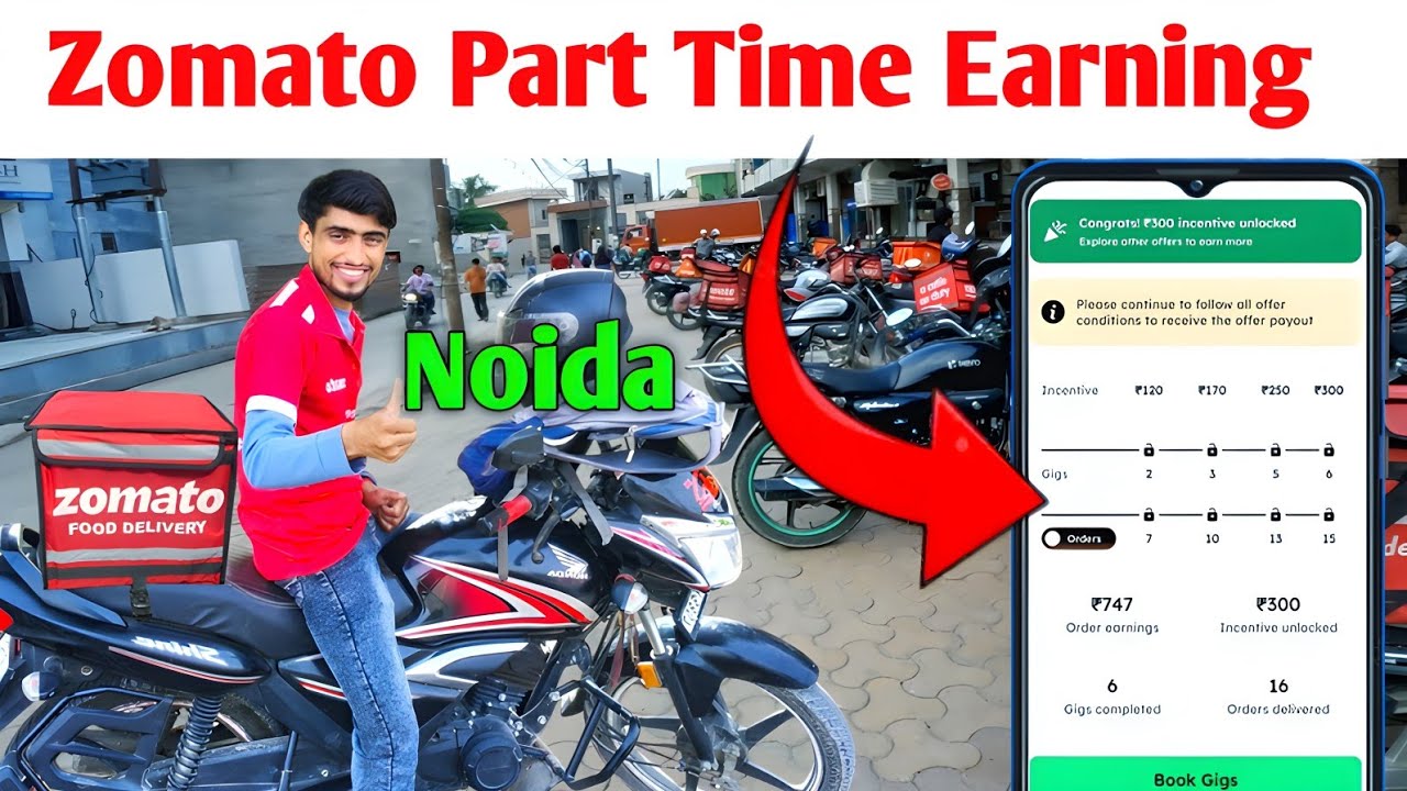 Zomato Part Time Earning in Noida || How to work in Zomato | Zomato delivery boy job 2025