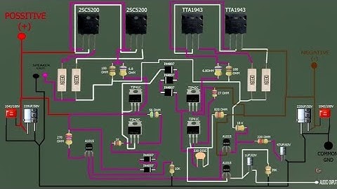 Audio amplifier with powerful transistors C5200 and A1943 mono amplifier