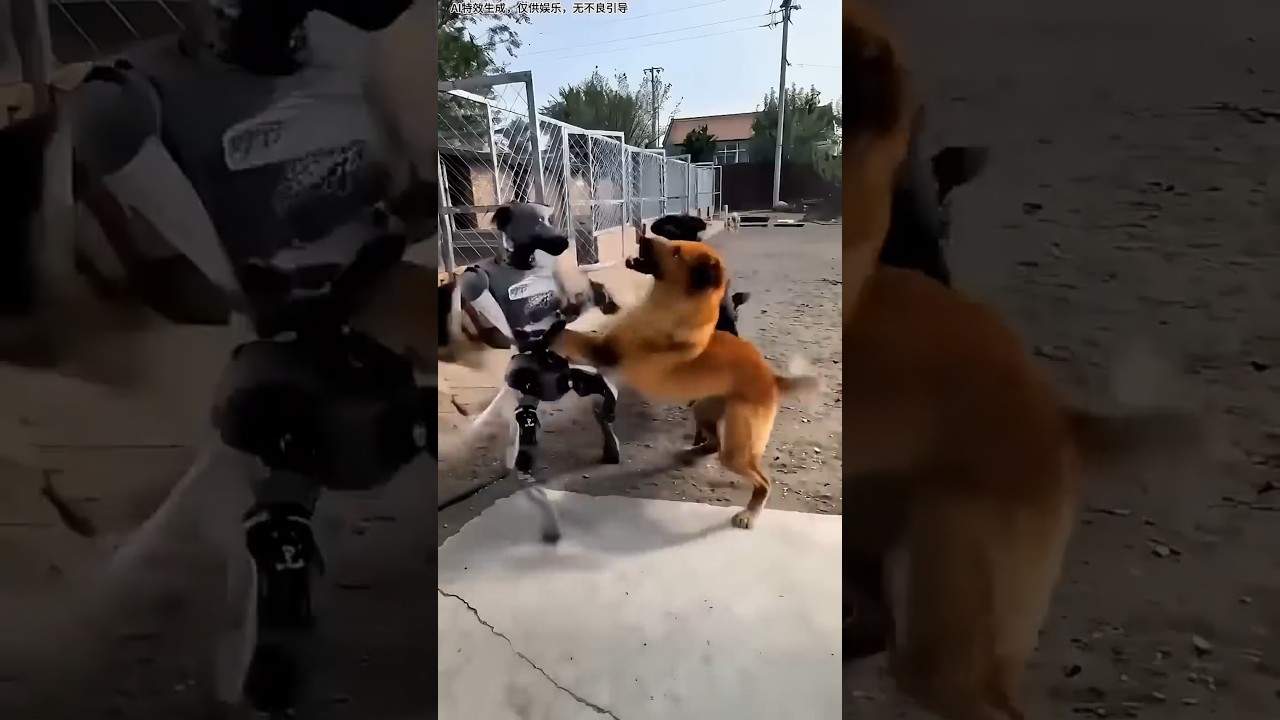 Amazing fight between robot vs dogs 