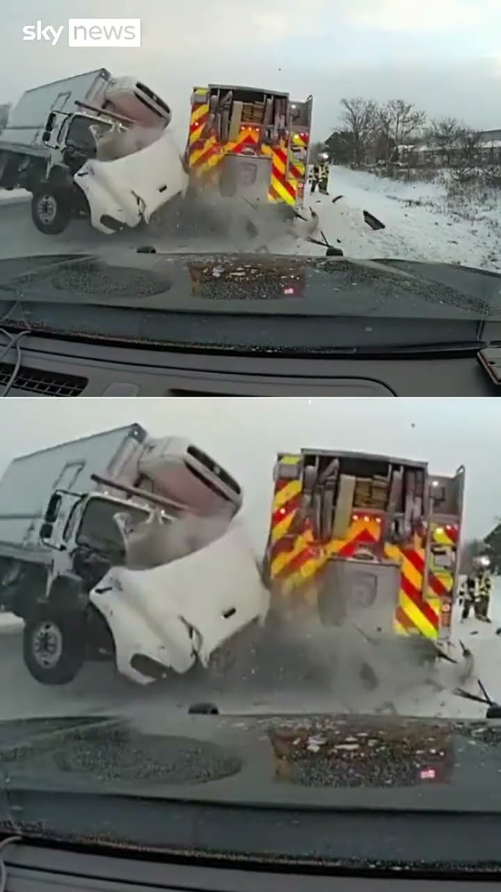 Dramatic motorway truck crash