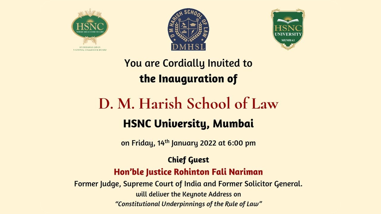 Inauguration of D.M. Harish School of Law | 14 January, 2022