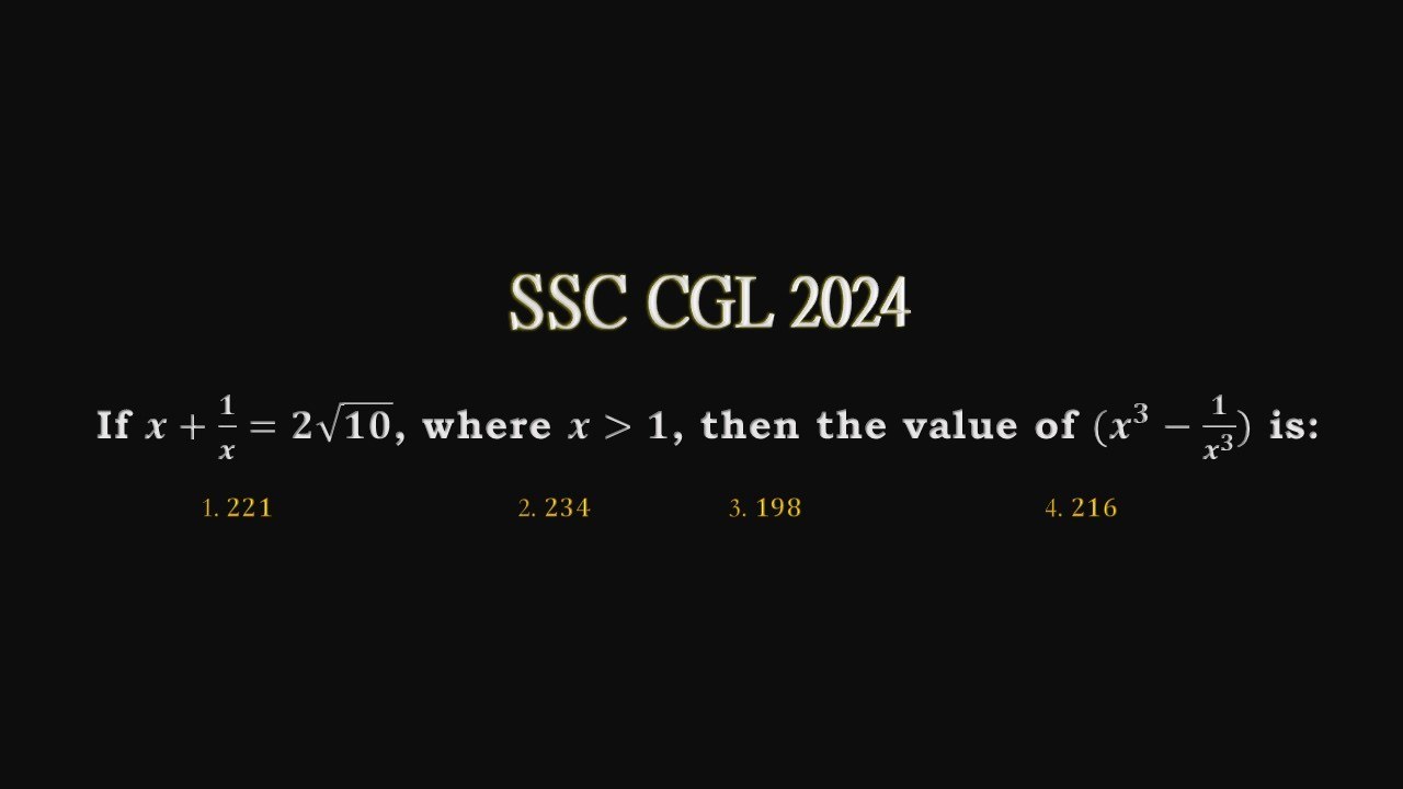 What's the Mysterious Value of (𝒙^𝟑−𝟏/𝒙^𝟑 )? | SSC CGL 2024 - YouTube