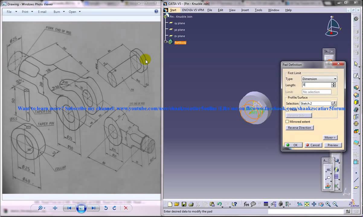 Catia V5 TutorialProduct Engineering DesignHow to Create Knuckle