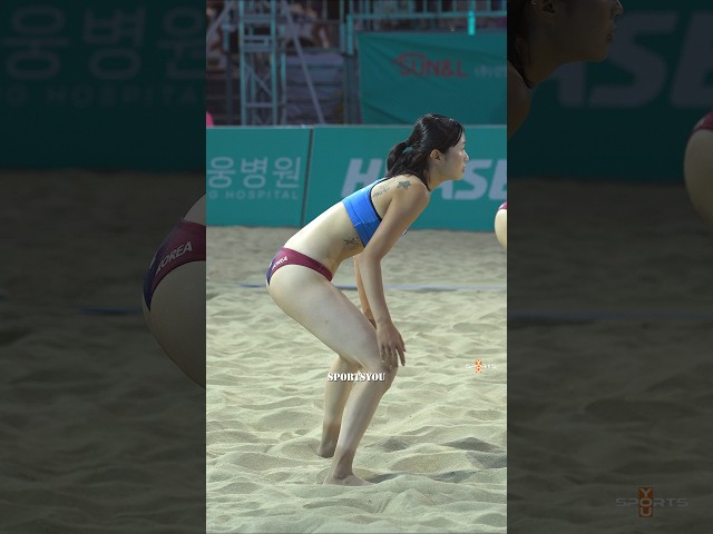 멋진 랠리로 최선을 다하는 여자비치발리볼 신지은 김정아