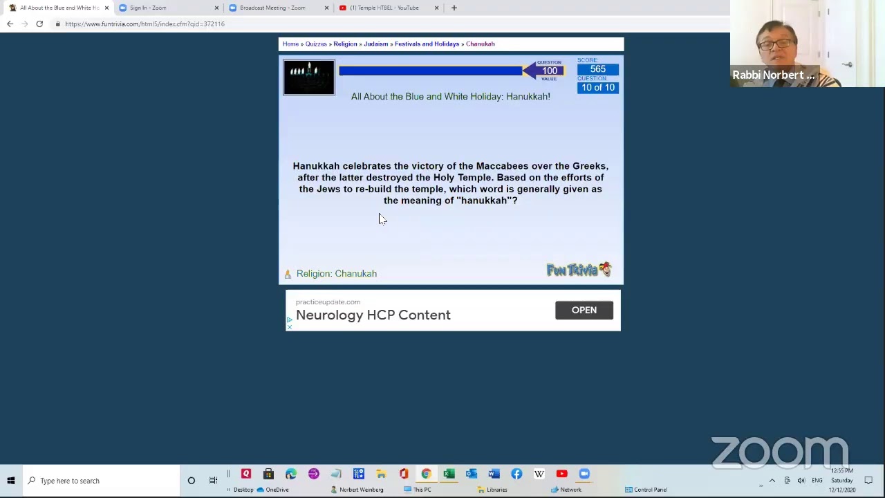 Shabbat of Chanukah 2020 at Hollywood Temple Beth El