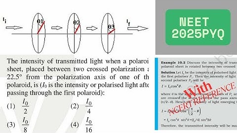 NEET 25 :-The intensity of transmitted light when a polaroid sheetplaced between two crossed at 22.5