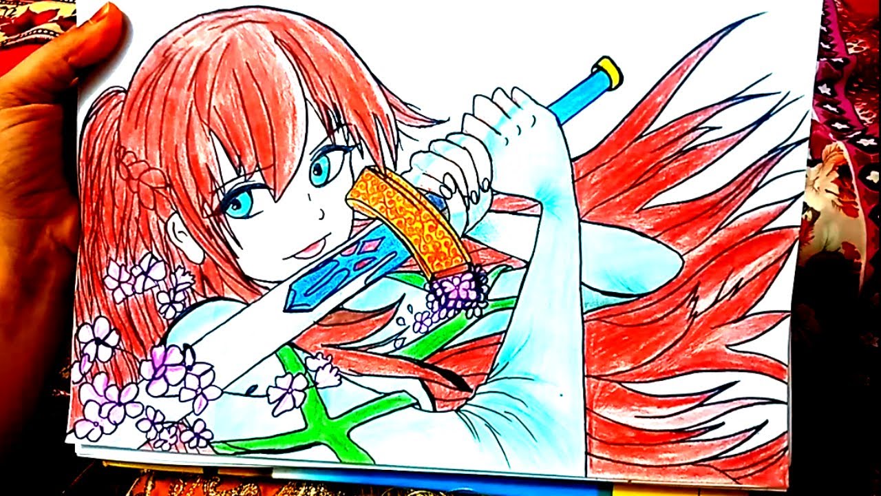 how to draw anime warrior girl Drawing and Arts simple YouTube