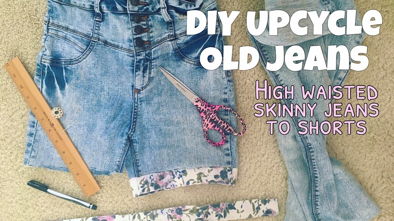 How To DIY Upcycle Old Jeans Jeans to Shorts YouTube