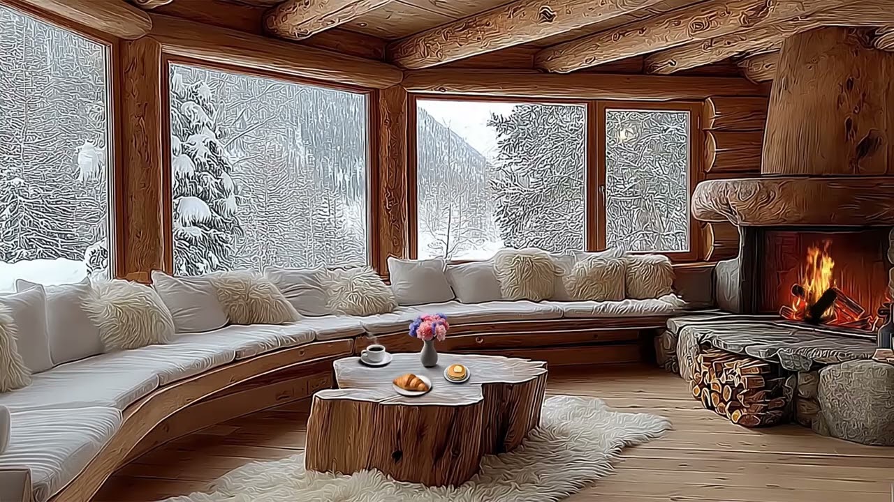 Warm Fireplace Love Ambience ❄️🔥 Relaxing Crackling Fire Sounds