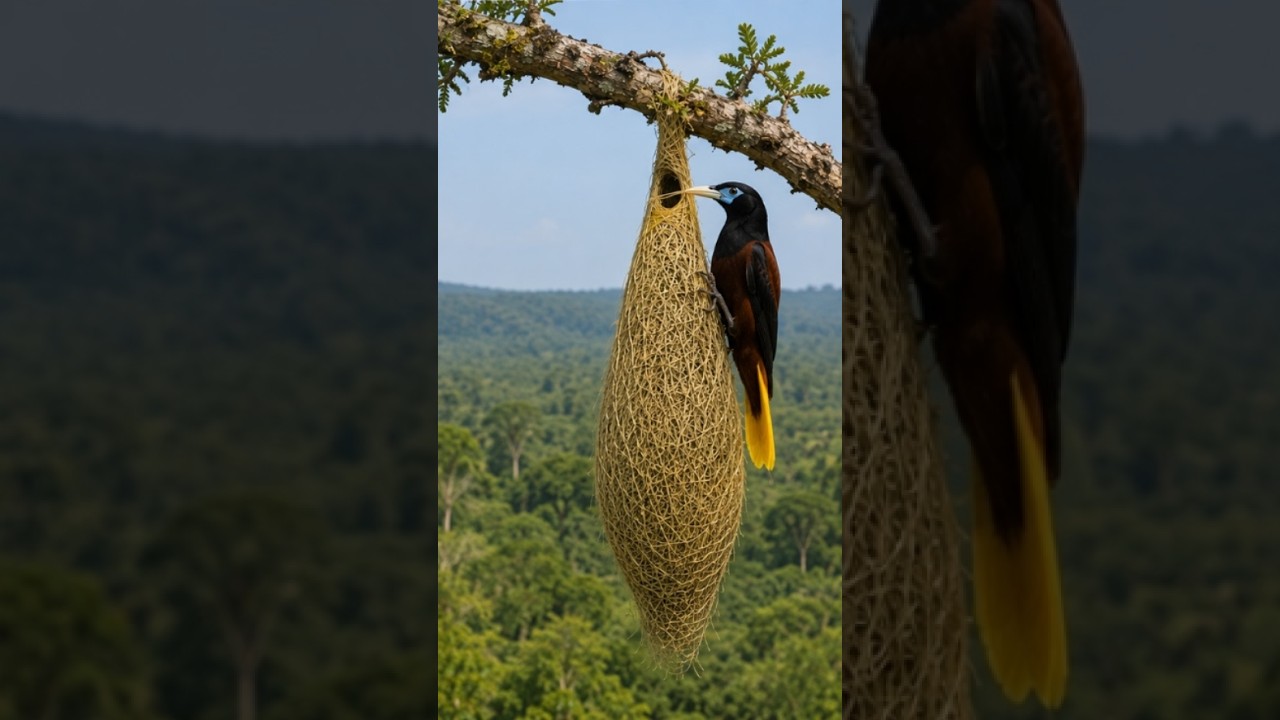 The Incredible Nest-Weaving Skills of the Montezuma Oropendola  #birds  #wildlife  #nest  #nature