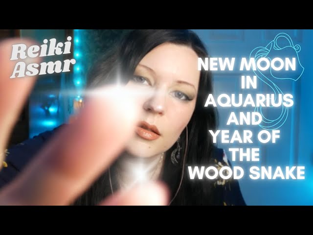 ✨♒🐍Reiki ASMR-New Moon In Aquarius-Shedding old skin-rattle cleanse-crystals