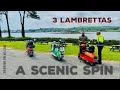 Three lambrettas on a scenic spin