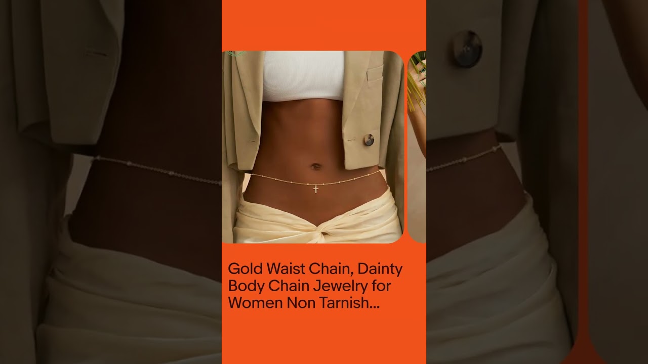 Gold Waist Chain, Dainty Body Chain Jewelry for Women Non Tarnish Adjustable Wat