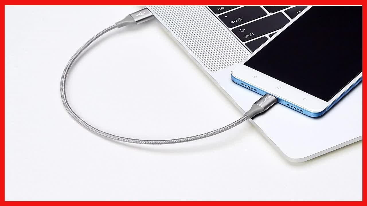 Amazon Basics Double Braided Nylon USB Type C to Micro B 2 0 Male Charger Cable  1 foot, Silver
