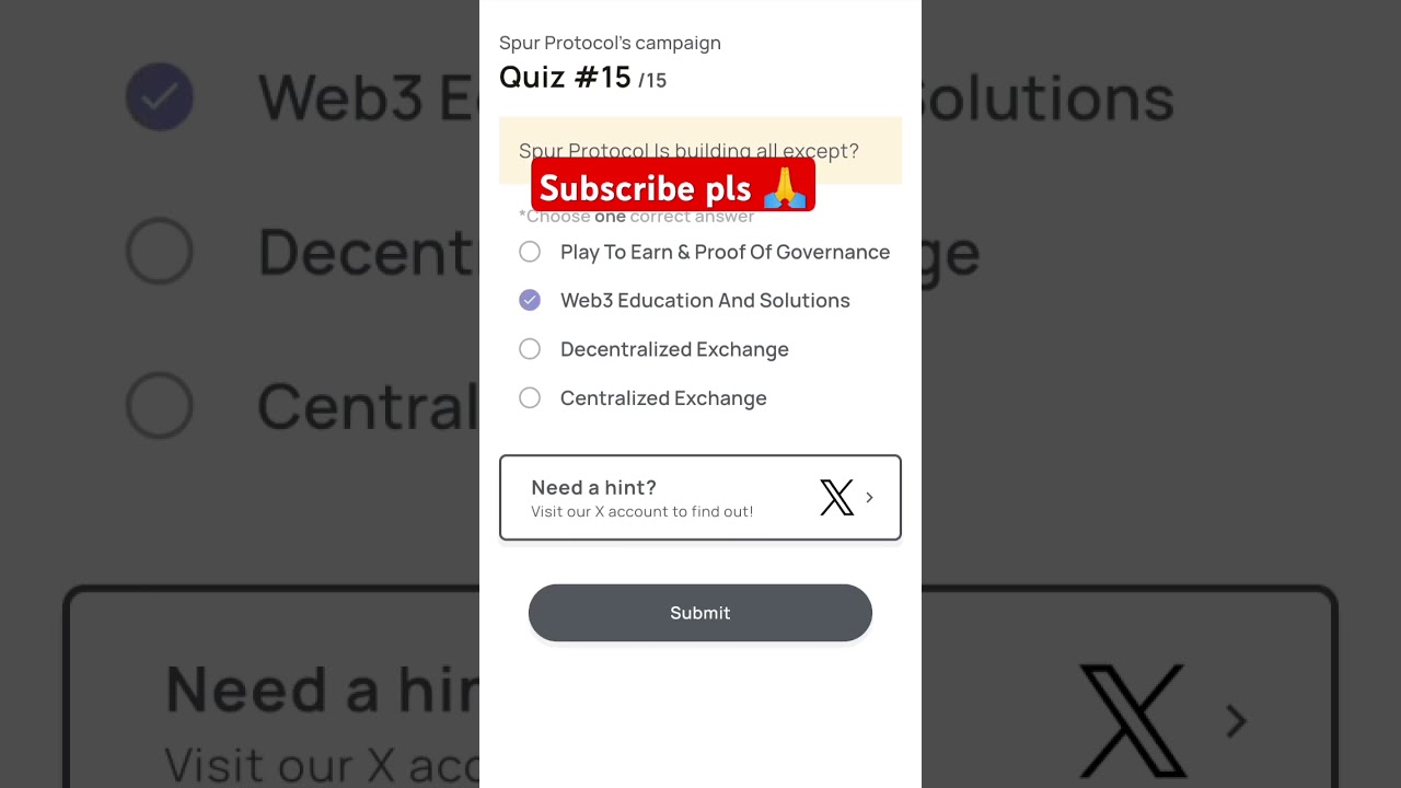 Spur protocol compaign in xenea wallet daily Quiz 15 