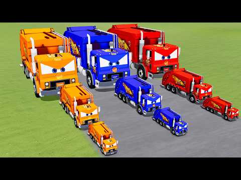 Big & Small Colors Garbage Truck Lightning Mcqueen vs Train Thomas | BeamNG.Drive