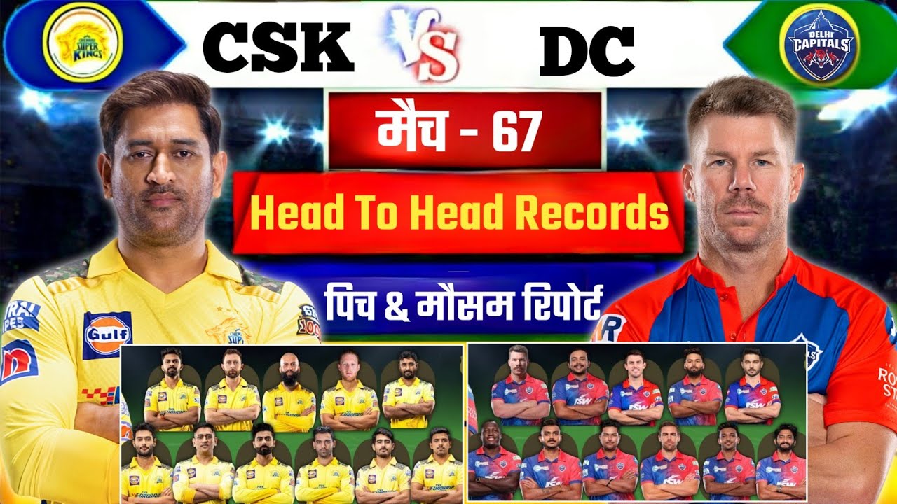 Csk vs Dc Match - 67 Head To Head Records, Pich & Wether Report and Playing Xi.