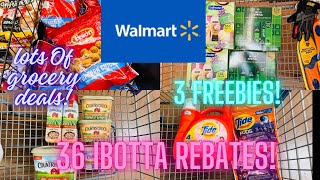 Walmart haul! 36 IBOTTA rebates! 3 freebies! Lots of groceries!