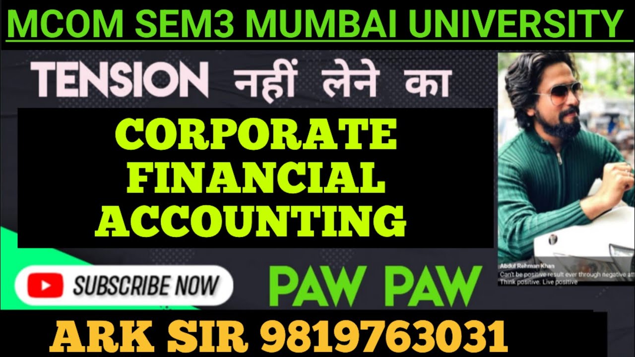 IND AS |Corporate Financial Accounting |Mcom sem3 nep|Imp Question paper|Mumbai University Solution