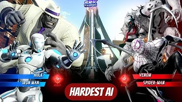 Marvel VS Capcom Infinite (Hardest AI) - Hulk & Iron Man White VS Venom and Spiderman