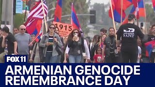 Amenian Genocide Remembrance Day: Demonstrators rally in Hollywood Resimi