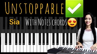 unstoppable-sia - easy piano tutorial | notes chords | step by step #unstoppable