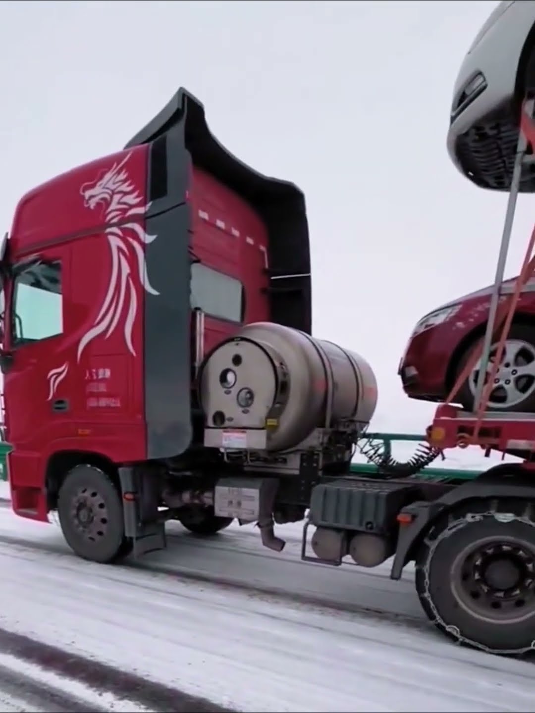 Truck tires on ice and snow- Good tools and machinery make work easy