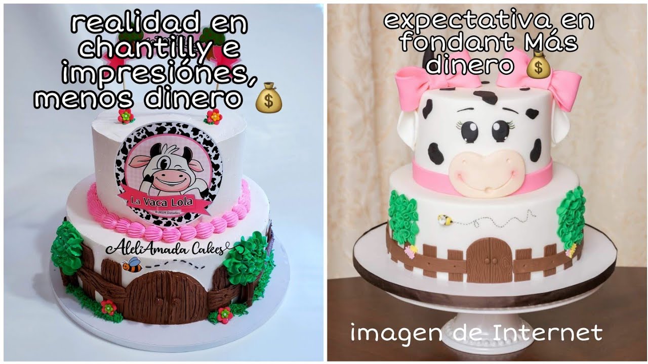 decoracion de pastel la vaca lola con chantilly sin fondant | decoracion de  pastel sencilla - YouTube