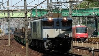 臨8862レ　EF64-1004牽引貨物(長物車、日鐡レール輸送)　金山駅通過