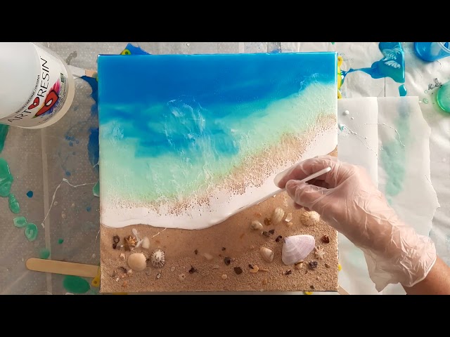 Ocean Resin With Real Sand And Shells Tutorial (Voice Over) class=