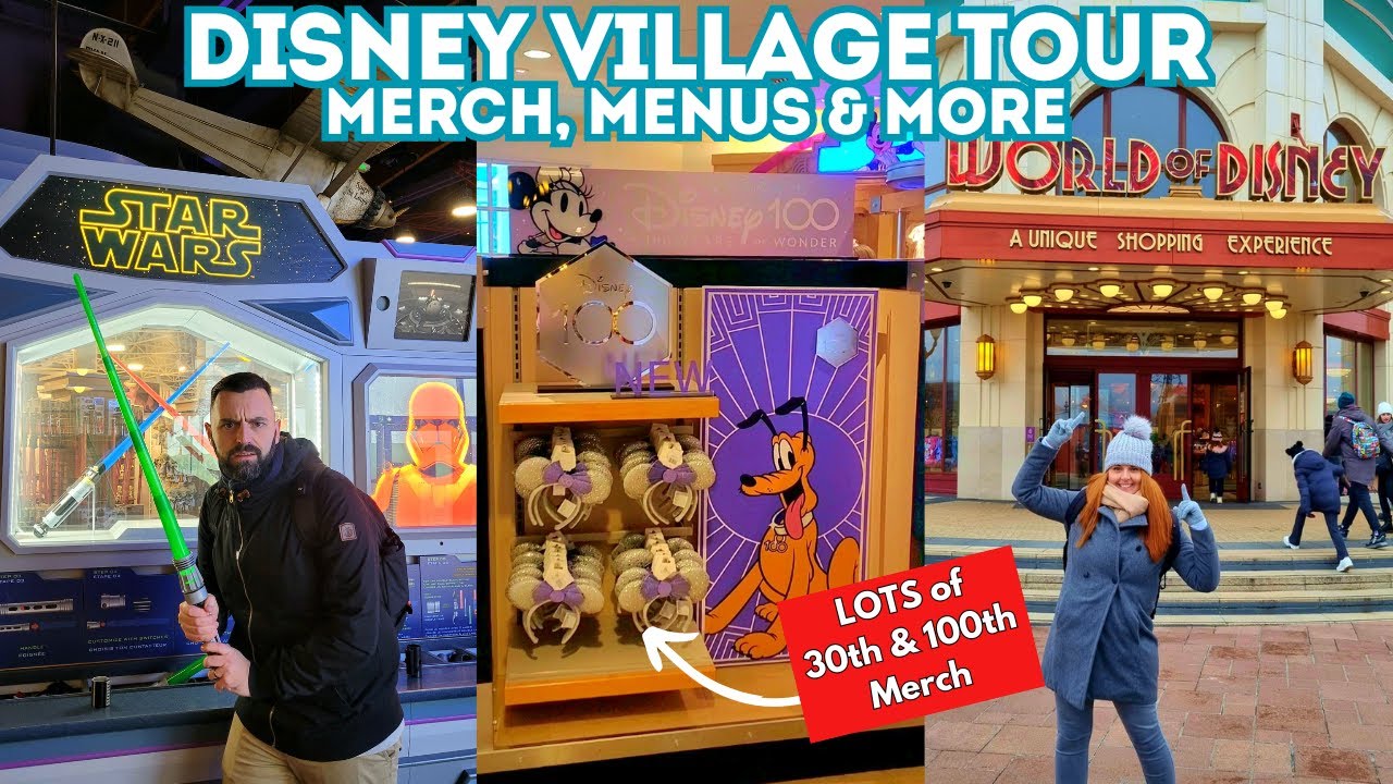 Disney Village FULL Tour - Menus & Prices, 30th & 100th Merch And Showing You What there Is