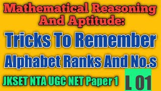 Mathematical Reasoning And Aptitude: Coding Decoding Alphabet Series. JKSET NTA UGC NET
