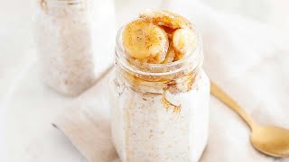 Banana Overnight Oats with Bananas Foster Topping