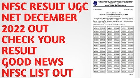 NFSC DECEMBER 2022 RESULT OUT/ NET DECEMBER 2022 NFSC LIST OUT// NATIONAL FELLOWSHIP FOR SC RESULT