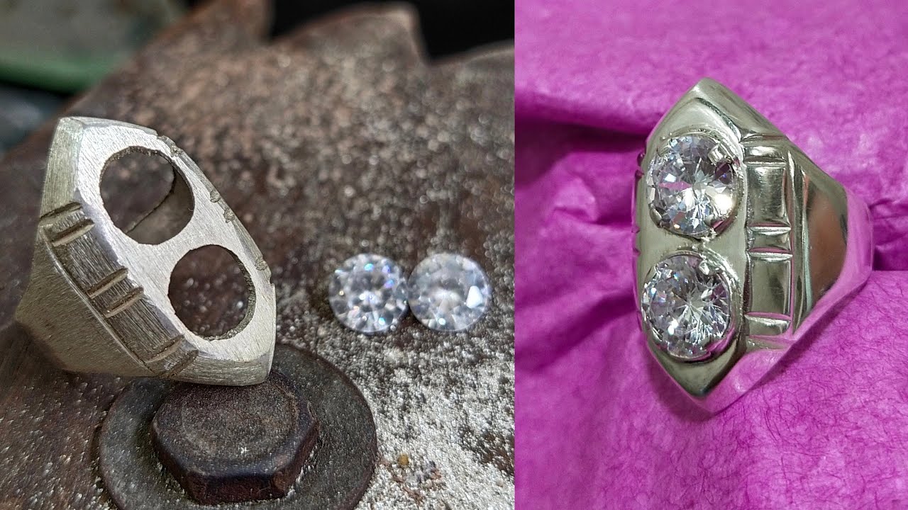 Making a silver ring full process | 100% real stone moissanite diamond 💎