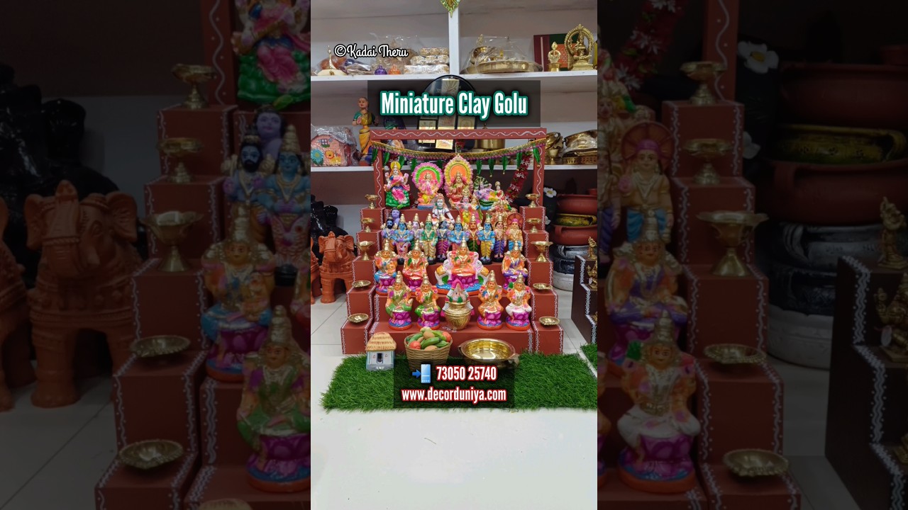 Miniature Navarathri Golu stand and clay dolls | Complete traditional set up | ‎@decorduniya