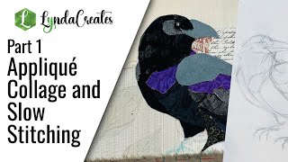 How to Create a Fabric Collage Raven, Easy Applique + Hand Stitching with Thrifted Textiles - Part 1 screenshot 5