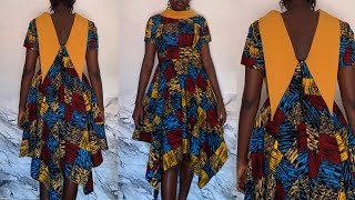 How to Sew a Handkerchief Flare Dress with Princess Dart and Rolled Collar