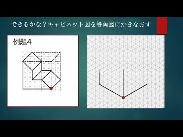 キャビネット図を等角図にかきなおす Youtube