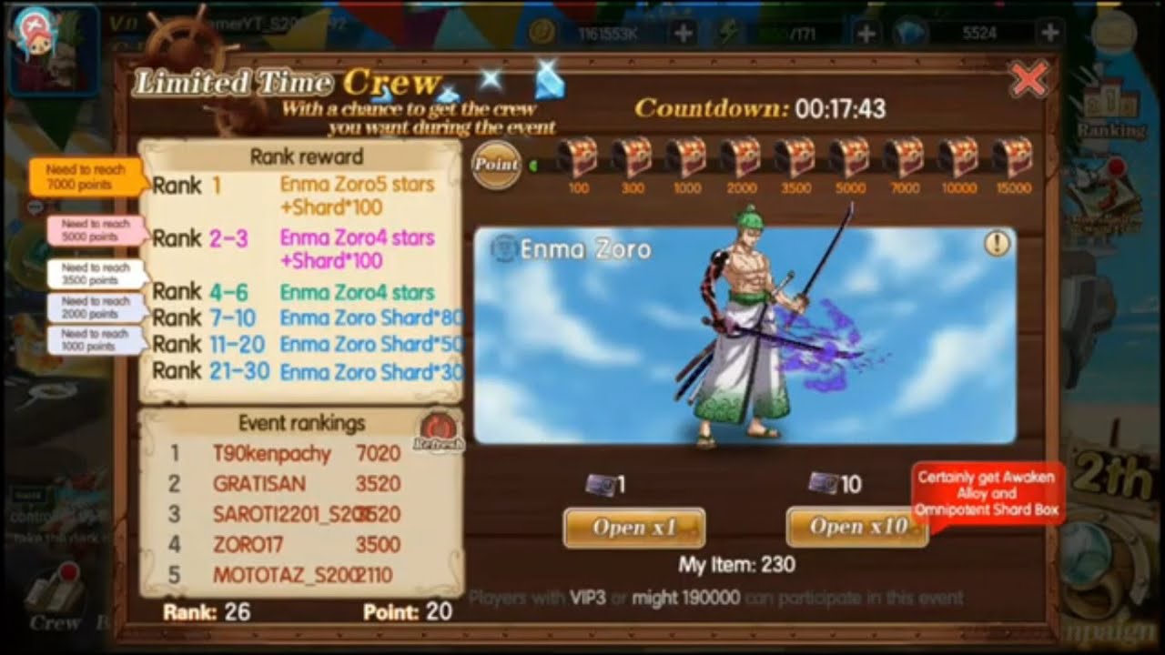 Pirate Ocean Adventure - Limited Time Crew Enma Zoro