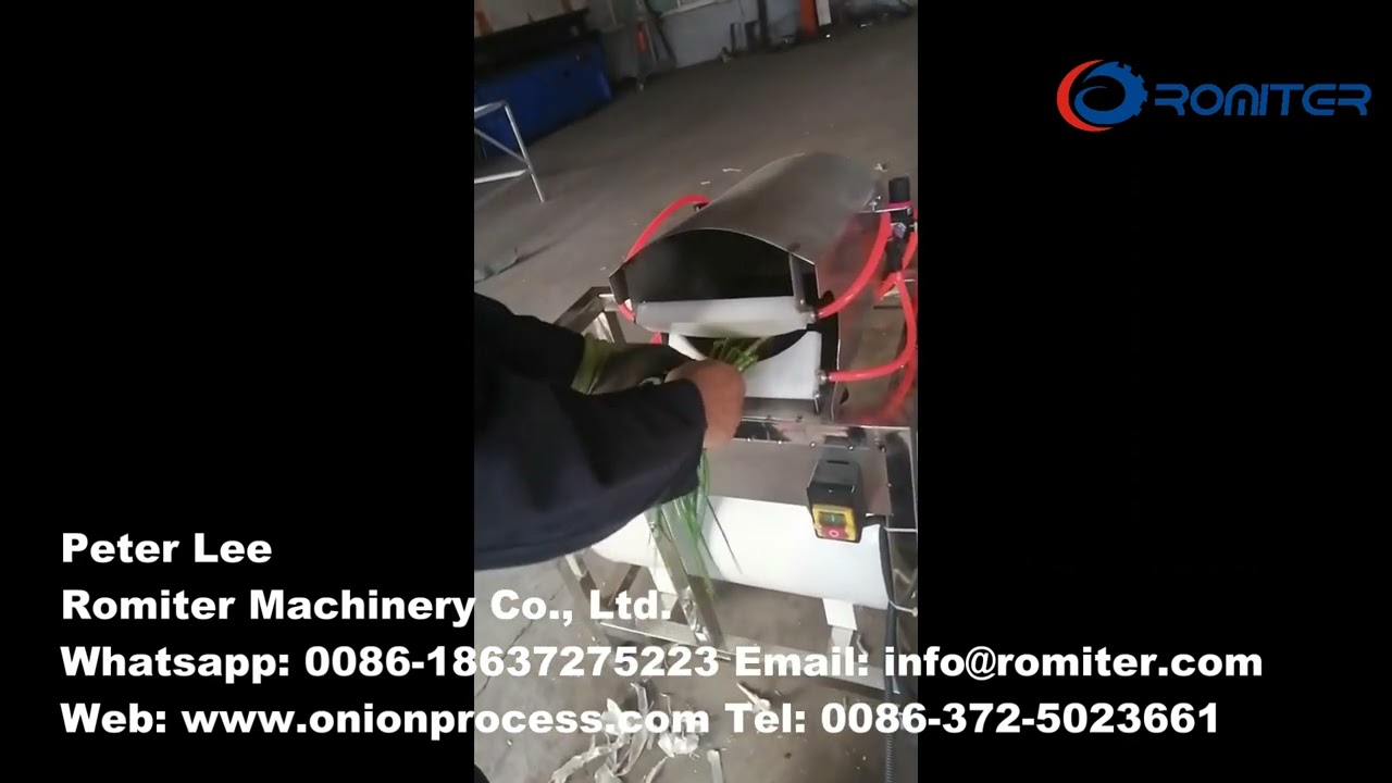 Automatic Green Onion Leek Root Cutting and Peeling Machine