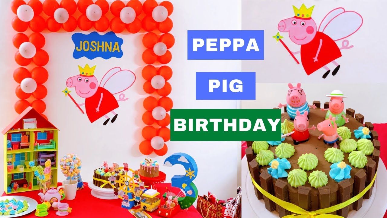 Birthday party decoration ideas at home | Peppa pig themed birthday party | Kids birthday party idea