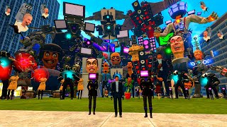 New All Upgraded Titans Multiverse Vs All Upgraded Skibidi Toilets Vs Dafuqboom In Garrys Mod