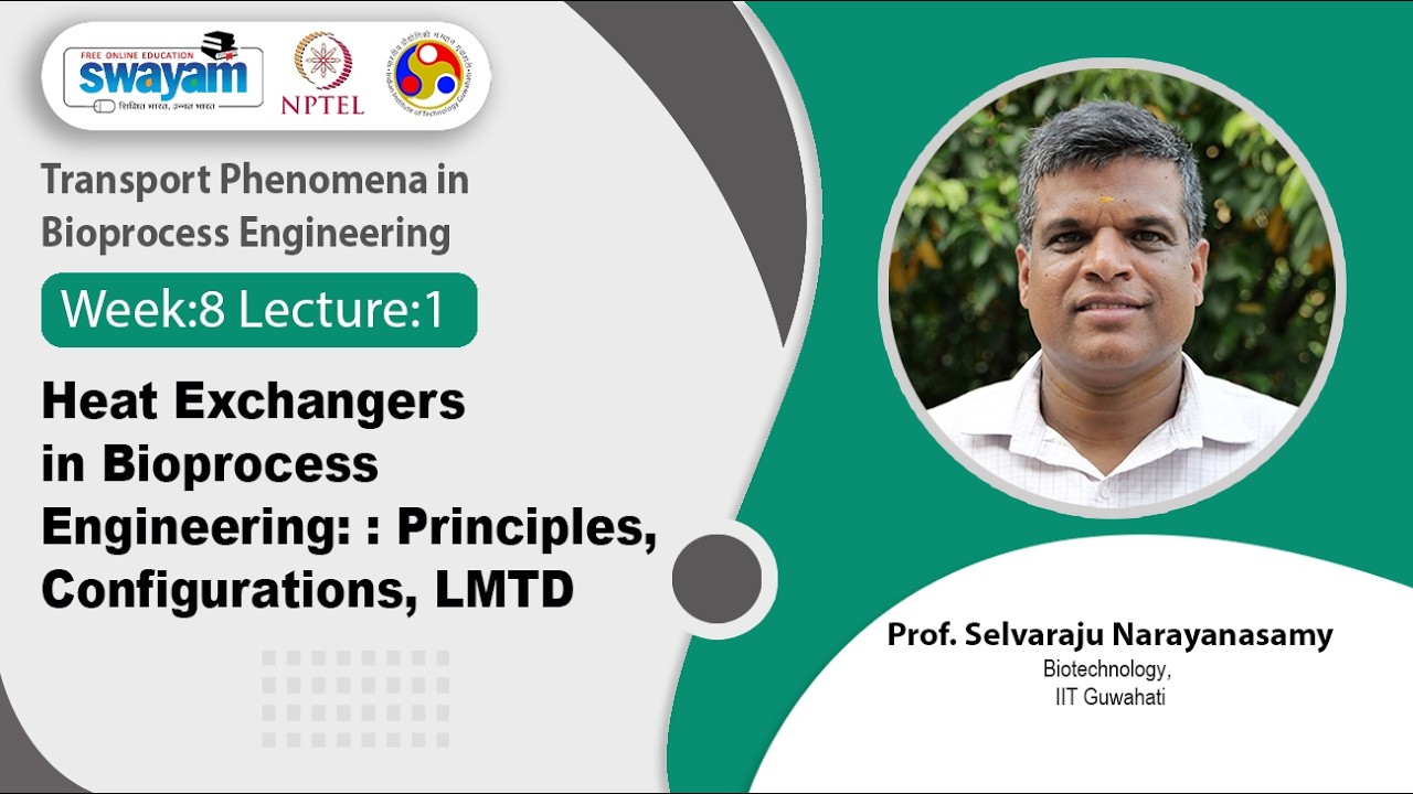 Lec 36: Heat Exchangers in Bioprocess Engineering: : Principles, Configurations, LMTD