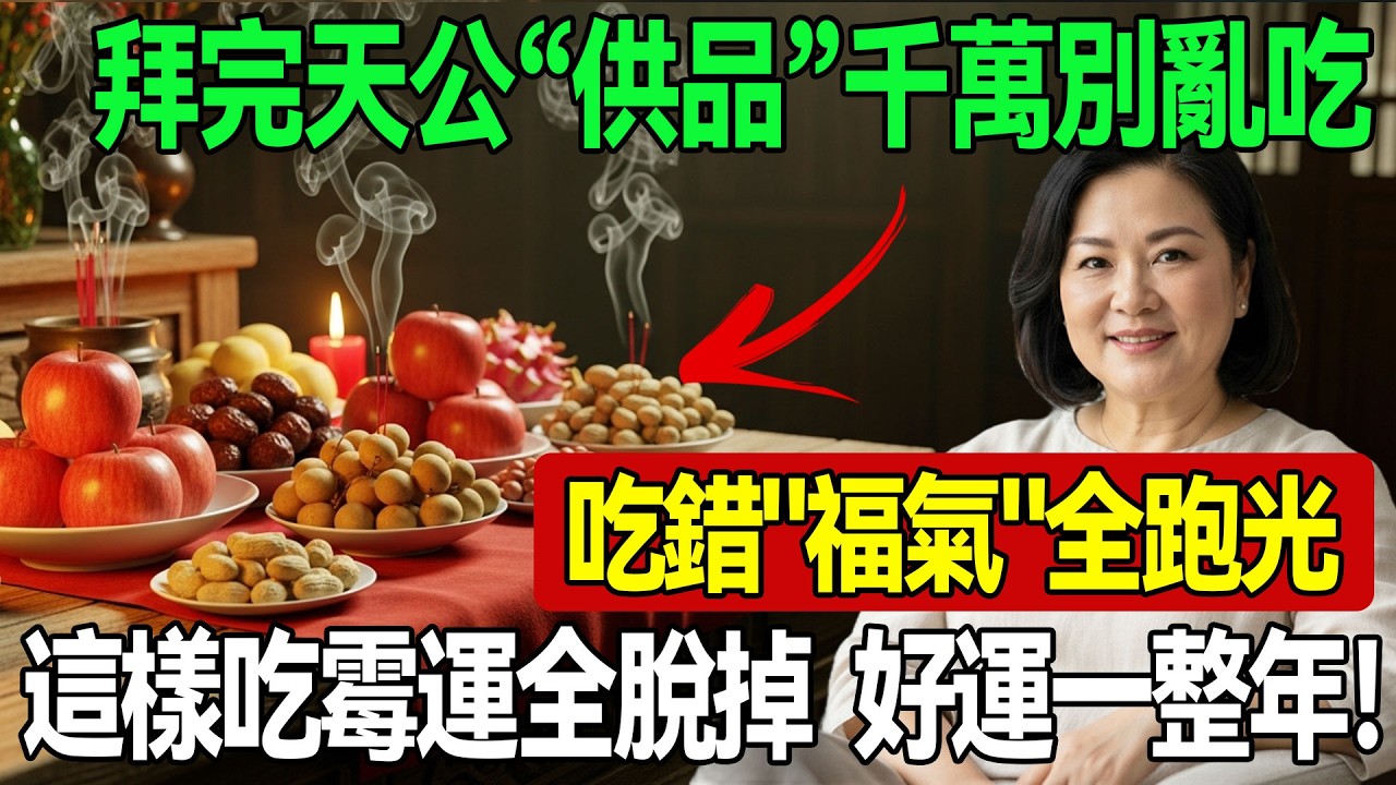 拜完天公、祖先的「供品」千萬別亂吃！吃錯了「福氣」全跑光！阿嬤教你「脫殼改運」吃法！吃對這一樣，霉運全脫掉，好運一整年！