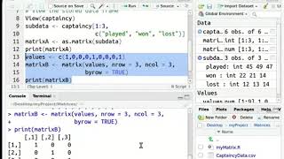 Creating Matrices using Data Frames - English